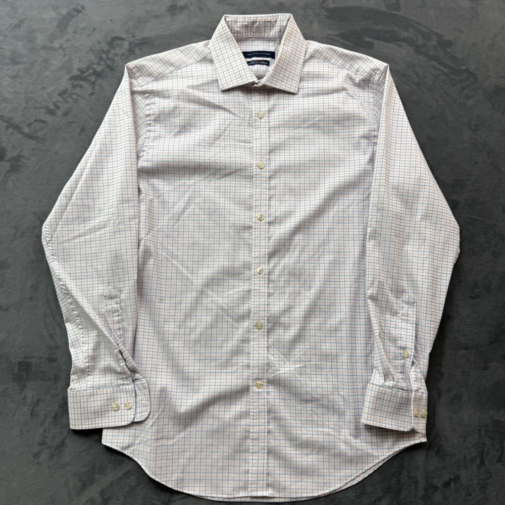 Tommy Hilfiger Mens THFlex Athletic Fit Stretch Dress Shirt 15.5 32/33 Check